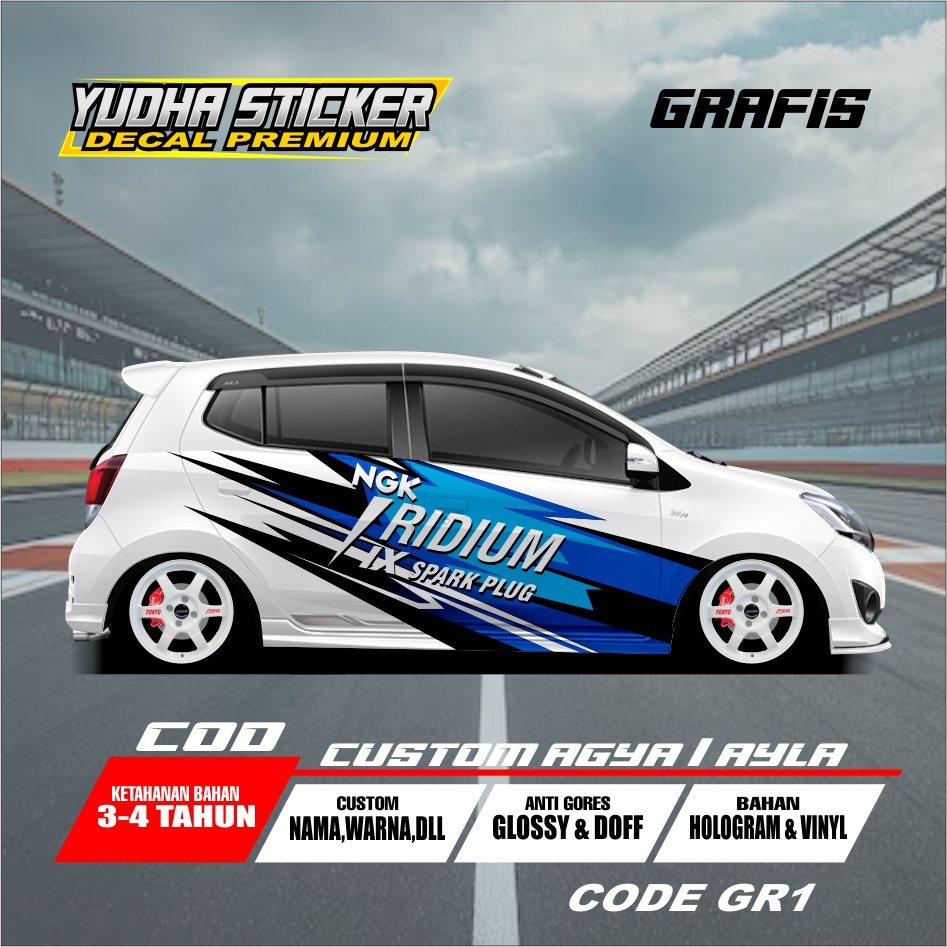 STICKER GR 1-10 BODY MOBIL VARIASI GRAFITTY AGYA AYLA / GRAFIS BIRU HITAM