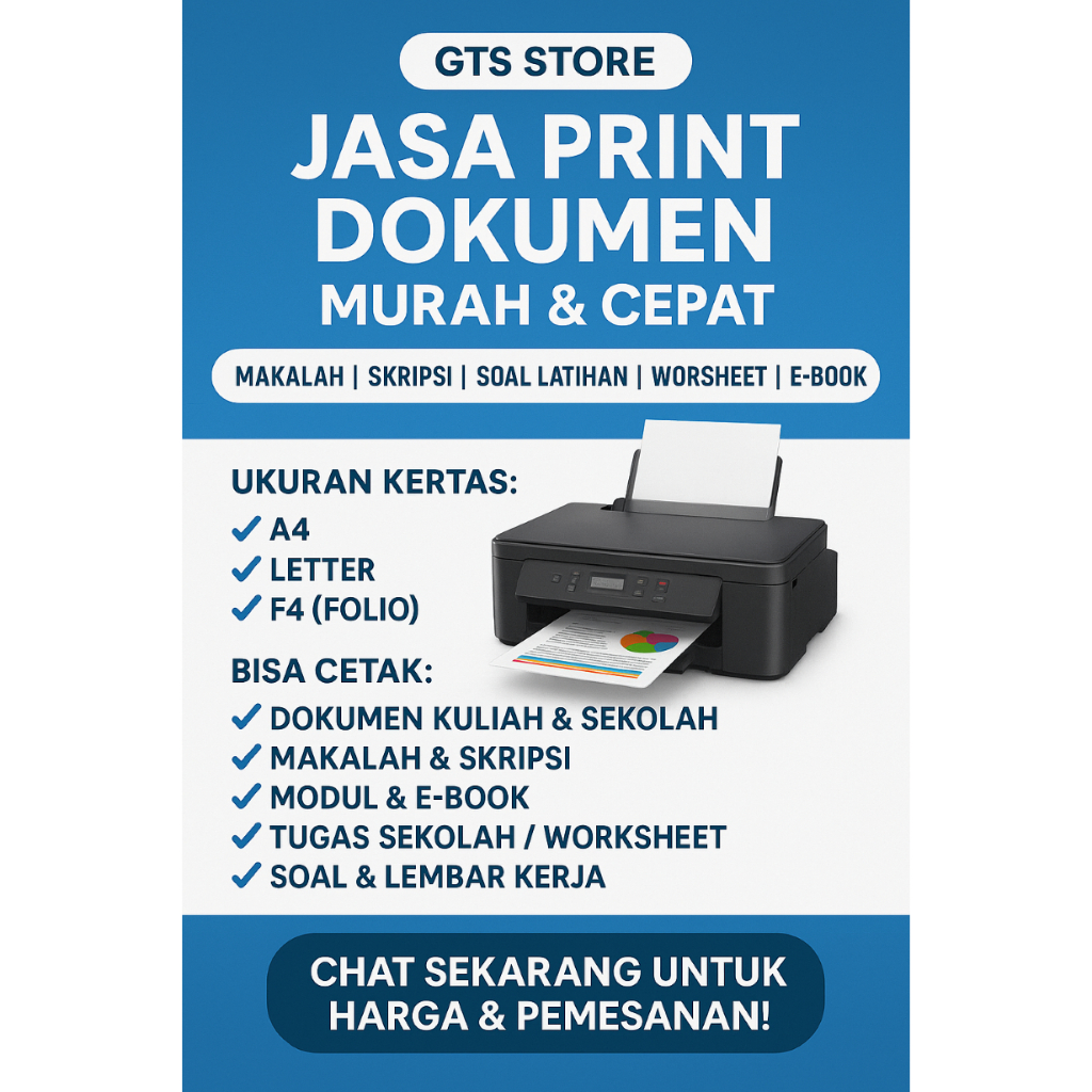 

JASA PRINT A5/A4/F4– Cetak Dokumen, Skripsi, Buku, Modul, Ebook, Makalah, CV, dll | Bisa Warna & BW
