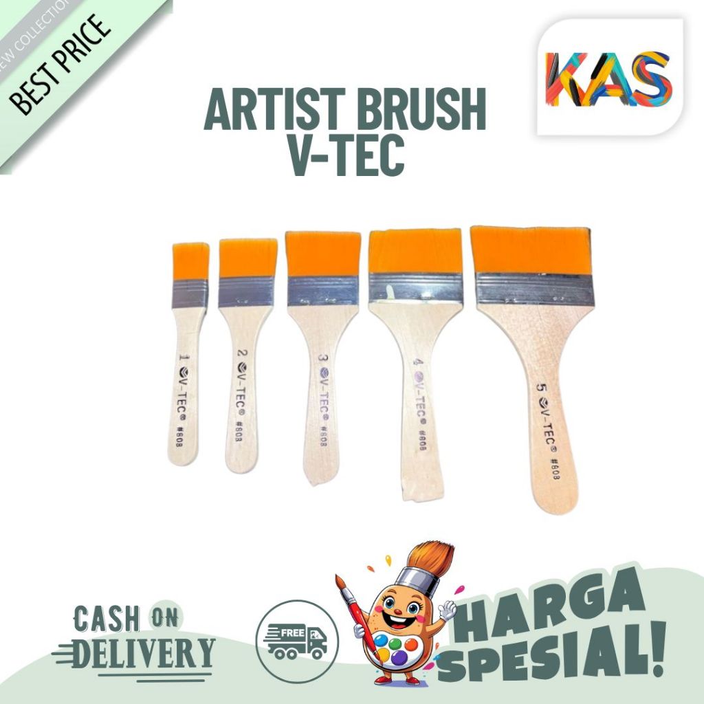 

Kuas Lukis Artist Brush V-Tec 808 / Koas Melukis Vtec Bahan Nylon No 1-5 Semua Ukuran Satuan