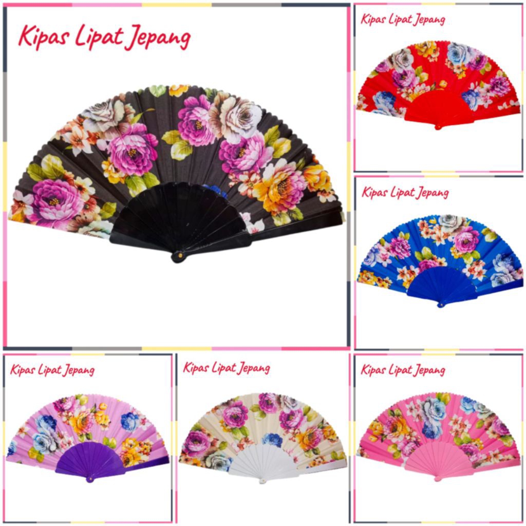 KIPAS TANGAN LIPAT/KIPAS LIPAT JEPANG/KIPAS LIPAT GAGANG PLASTIK POLOS/KIPAS SOUVENIR NIKAHAN