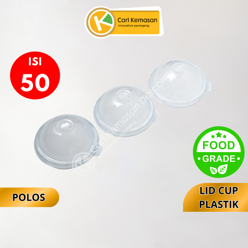 ISI 50 Tutup Gelas Plastik Dome 9.1 Polos Lid Cup Bening Food Grade – Cocok untuk Es Kopi, Boba, Jus