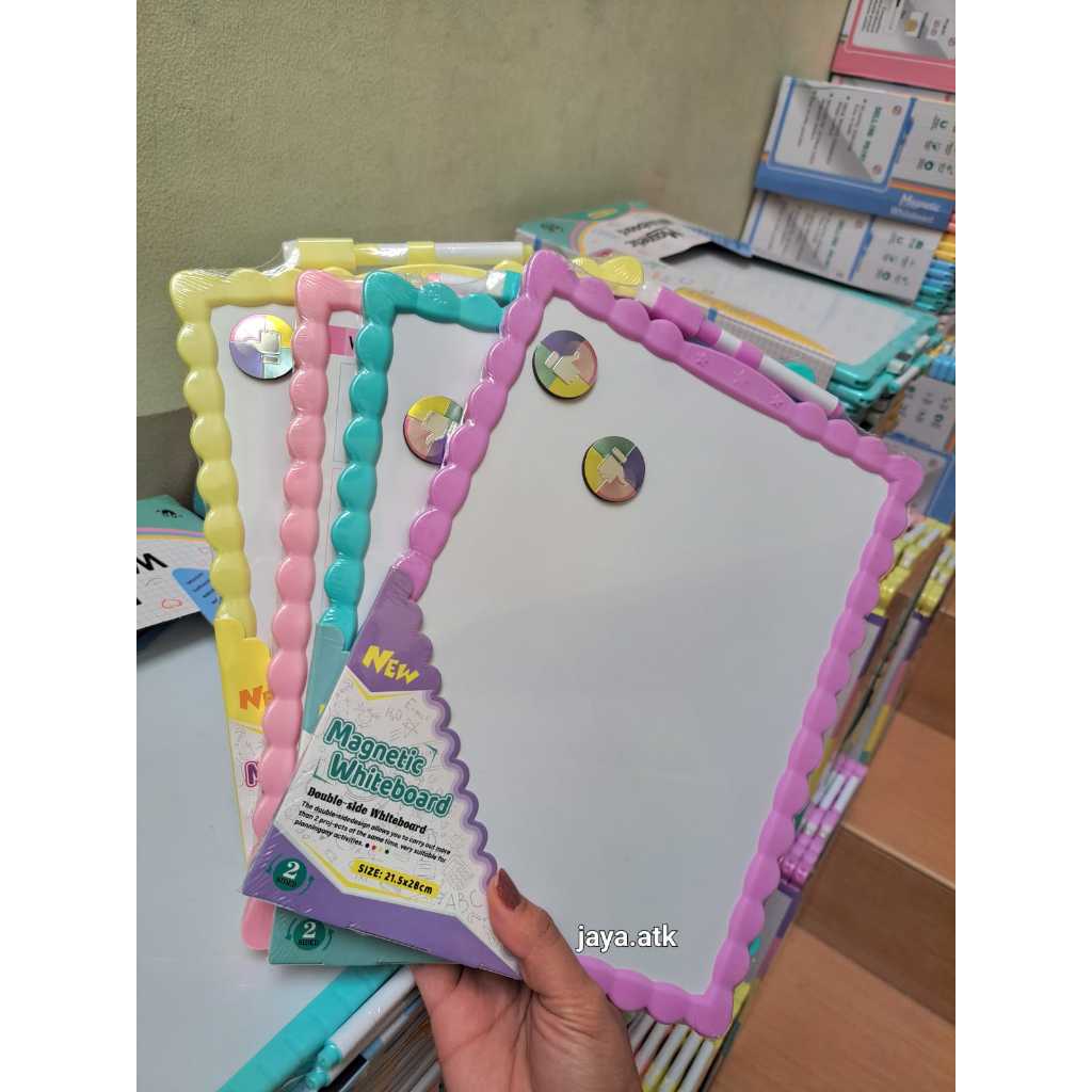 

PAPAN TULIS WHITEBOARD MAGNET 2SISI MINI 20X30 25X35 30X40 28X40 WARNA WARNI LUCU PORTABLE