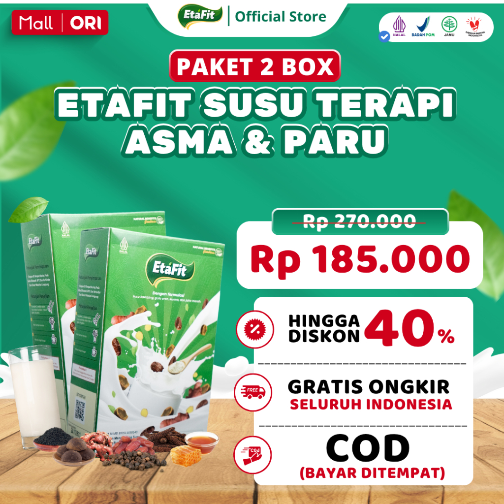 

ETAFIT - Bantu Sembuhkan Masalah Pernafasan - Susu Kambing Etawa Asli 100% Murni Original - 2 BOX