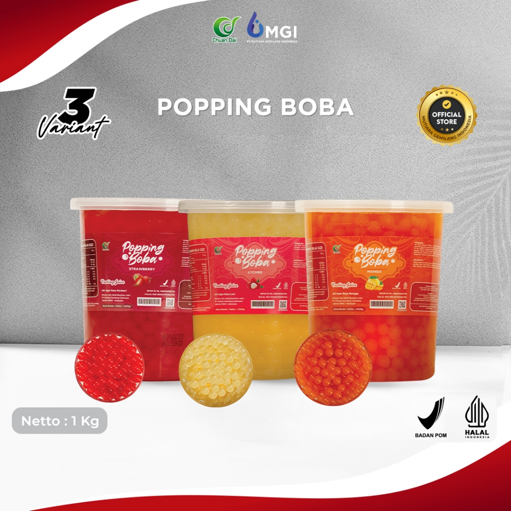

NEW PRODUCT MUTIARAGEMILANG.ID CHUAN DAI POPPING BOBA TOPING MINUMAN DESSERT IMPORT TAIWAN 1KG PT
