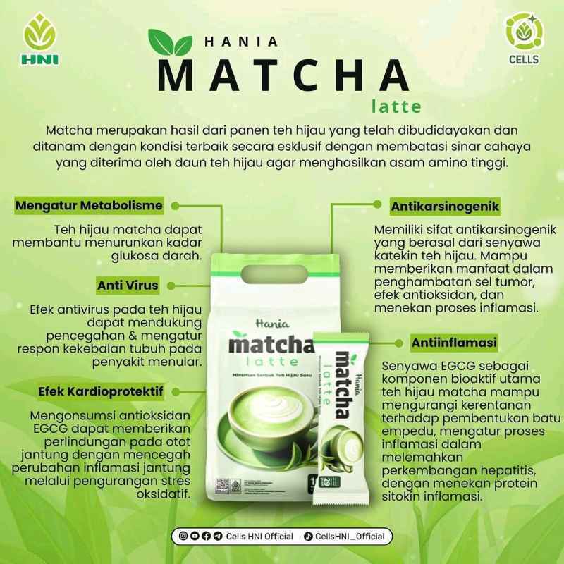 

Hania Matcha Latte - Original Drink Minuman Serbuk Teh Hijau Susu Kemasan 1 Sachet