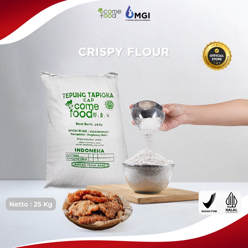 

Mutiaragemilang.id Tepung Kasar Premium / Tepung Taiwan Crispy Tepung Bubuk Kasar Comefood 25 Kg