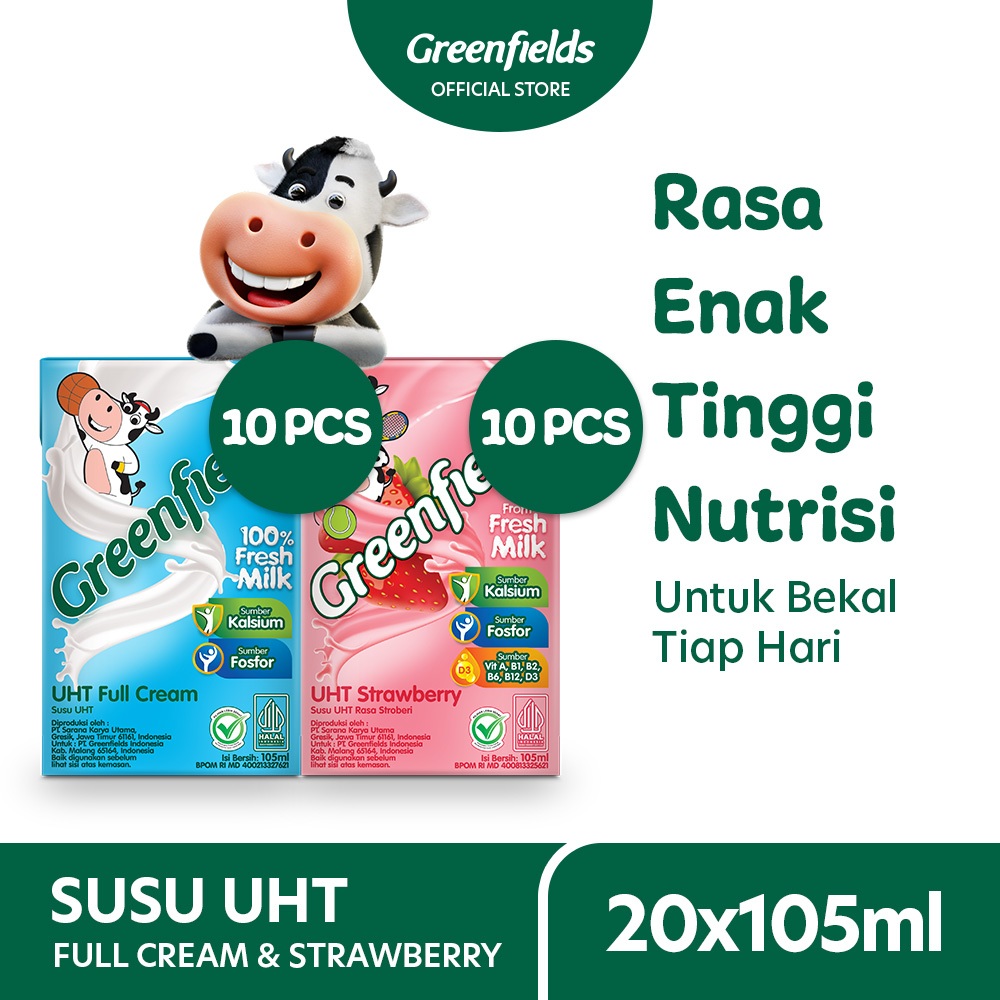 

Susu Greenfields UHT Full Cream & Strawberry 105mL x 20pcs