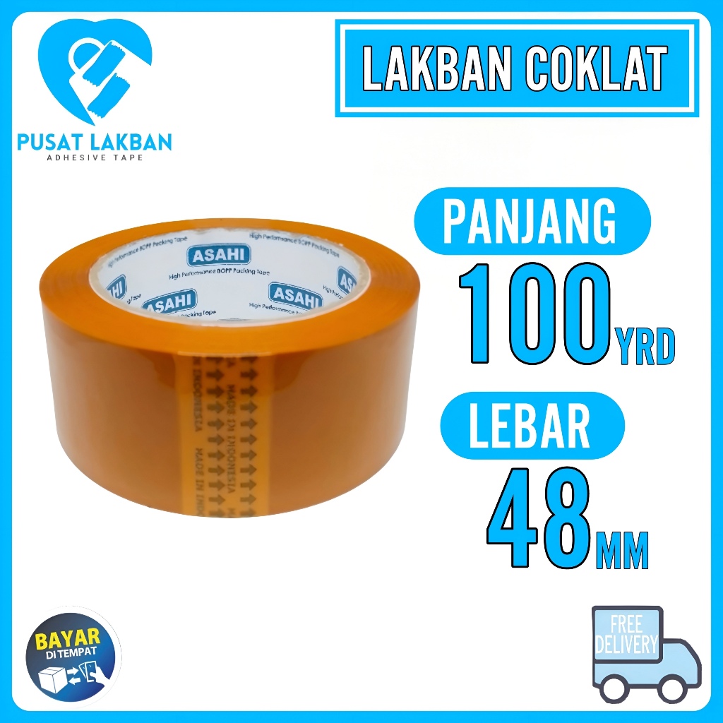 

LAKBAN COKLAT 45MM X 100 YARD FULL - SELOTIP ISOLASI COKAT 2 INCH