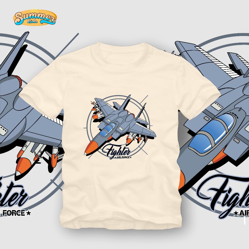 Summer kids Kaos anak Premium Pesawat Tempur