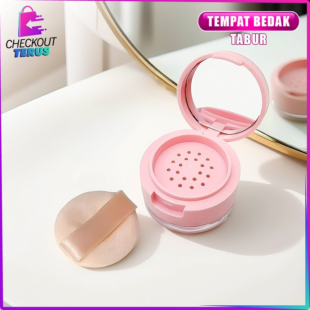 CT K195 Tempat Loose Powder Free Sponge Penyimpanan Bedak Tabur Mini / Wadah Bedak Tabur Mini Travel