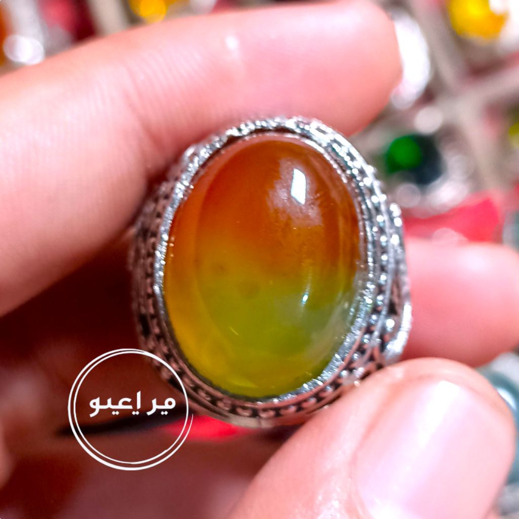 Batu cincin pancawarna Garut Natural Ring Alpaka super