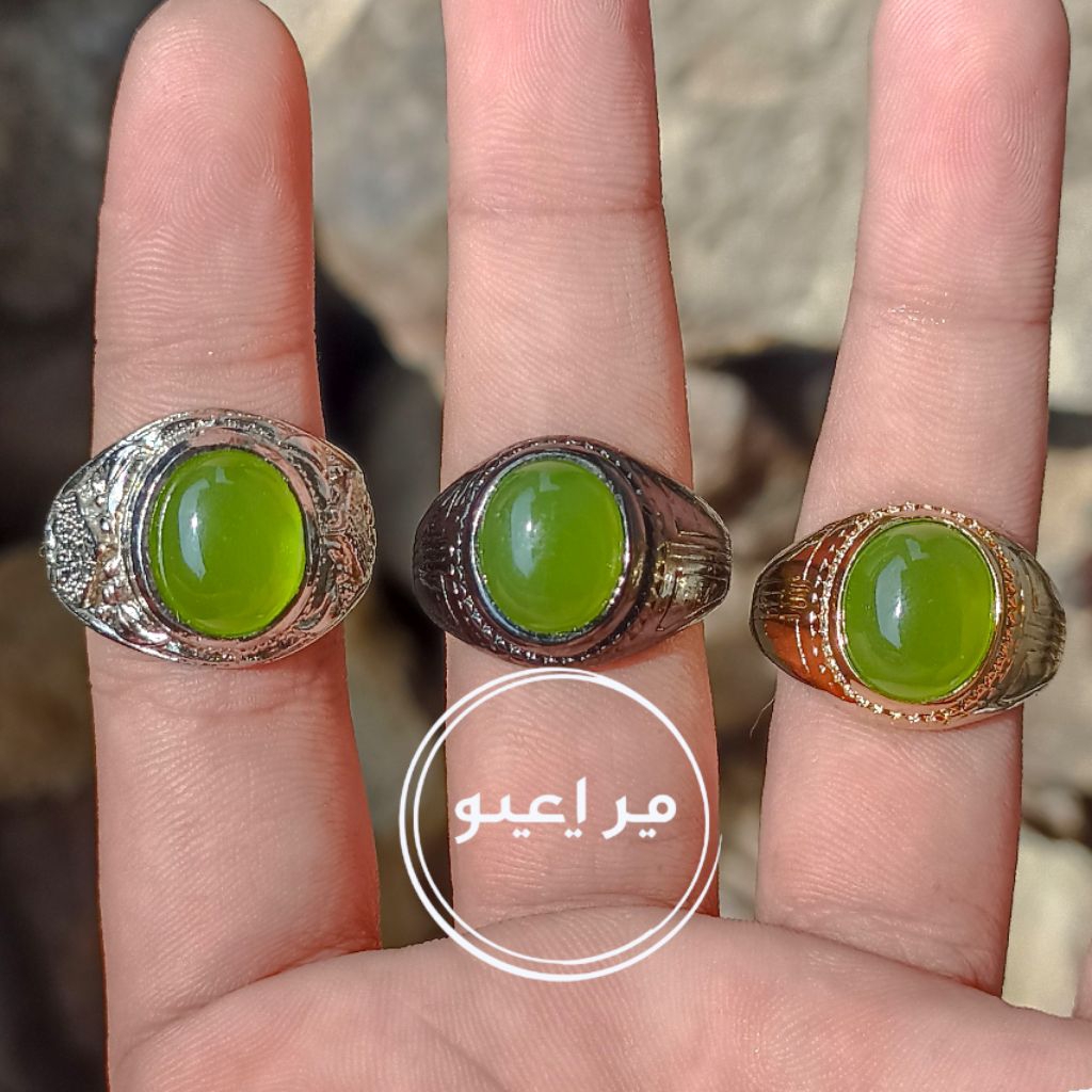 Batu Cincin Hijau sungai Dareh natural ring kantoran minimalis