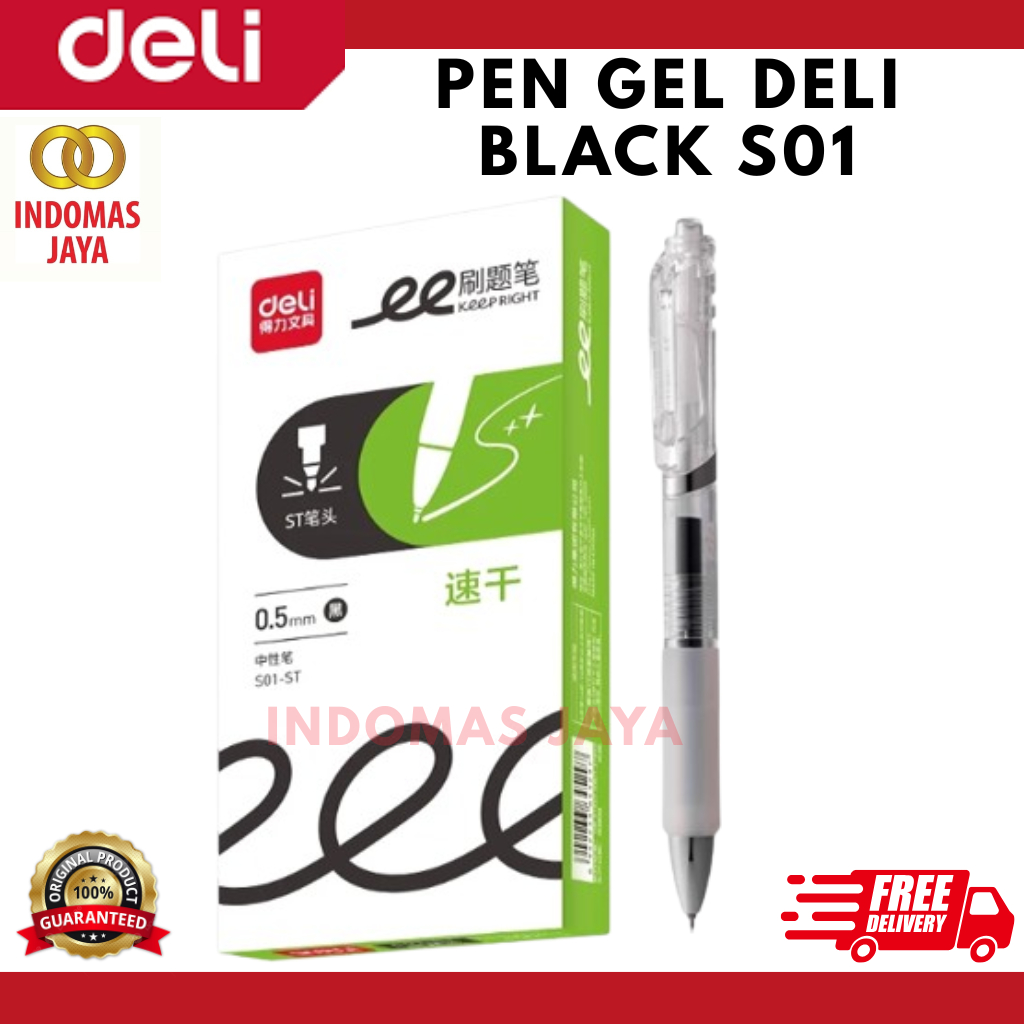 

Deli Gel Pen Pulpen Gel Pena 0.5 mm Tinta Hitam Tinta Cepat Kering Anti Meleber S01-ST (HARGA PER PCS)