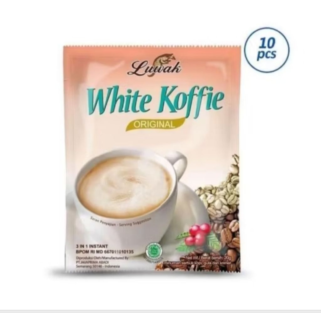 

KOPI LUWAK WHITE COFFE 1 RENCENG ISI 10 SACHET/ LUWAK WHITE COFFE