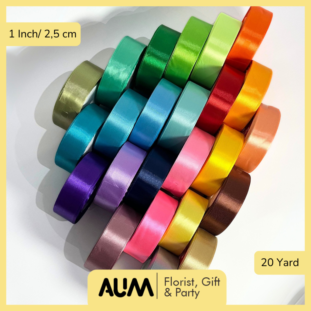 

PITA SATIN MURAH Pita Satin 1 Inch Pita Satin 2,5 CM Panjang 20 Yard / 18 Meter Pita Kado Pita Kain