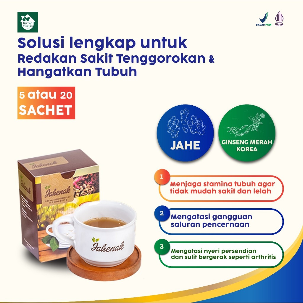 

Tara Nature JAHENAK Meredakan Sakit Tenggorokan dan Menghangatkan Tubuh
