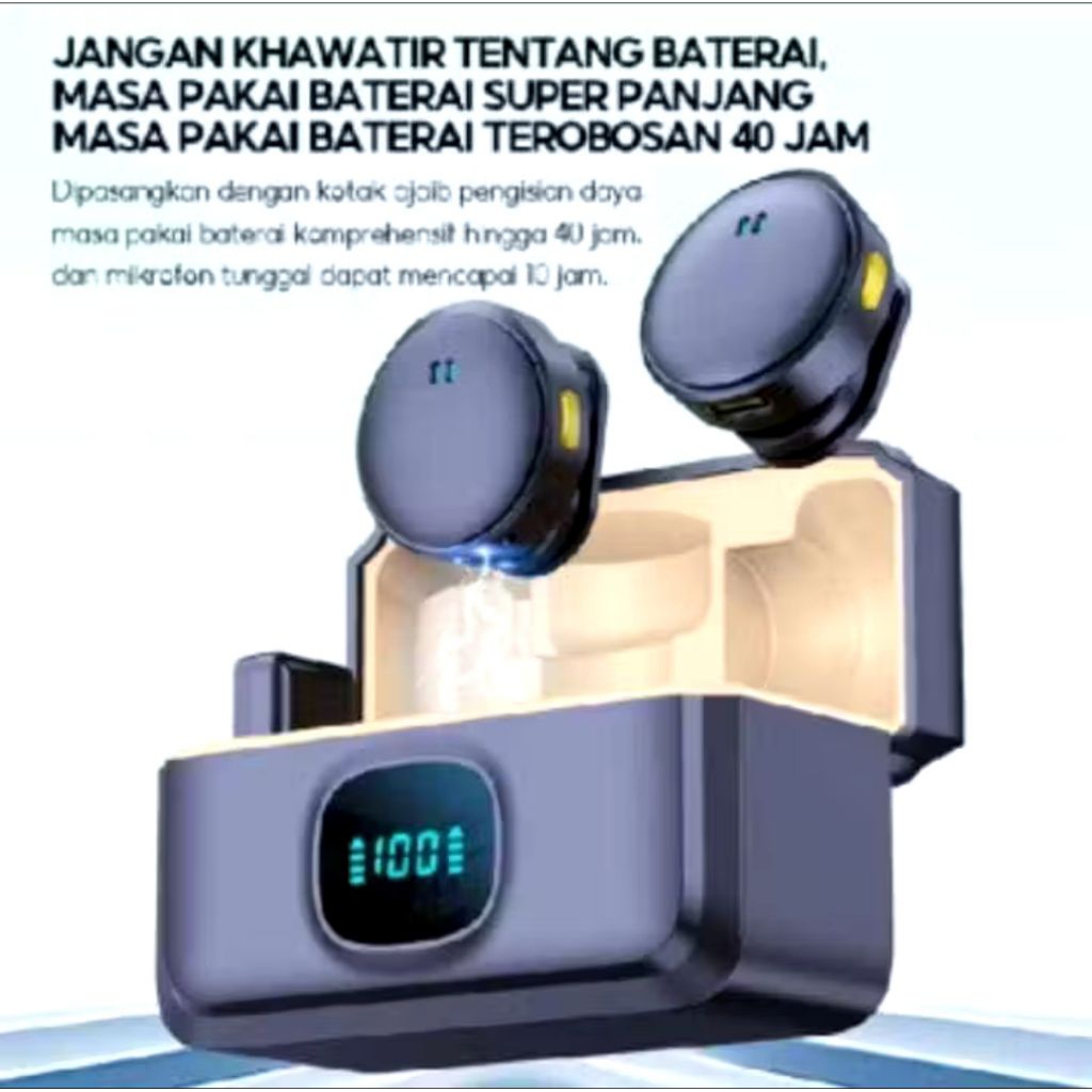 Mic Wireless Magnetic Dual Clip On Original – 2 Mic + 1 Receiver – Untuk Vlog, Podcast, TikTok, YouT