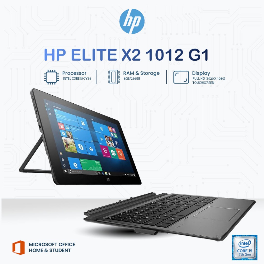 HP Pro x2 612 G2 | i5-7Y54 | RAM 8GB | SSD 256GB | 12” Full HD Touchscreen | Tablet Laptop 2-in-1 | 