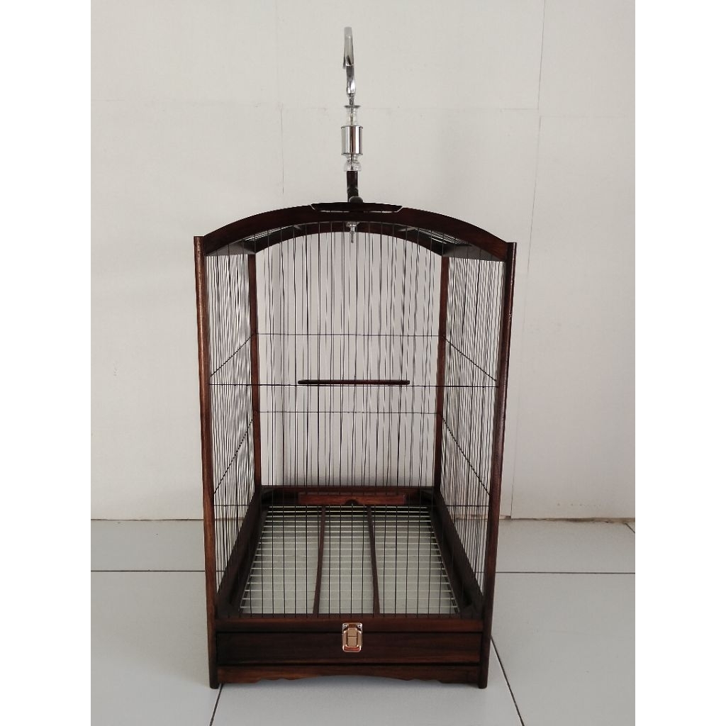 Sangkar kenari full jati No.2 ruji fiber 1mm finishing clear glass sangkar burung harian dan lomba