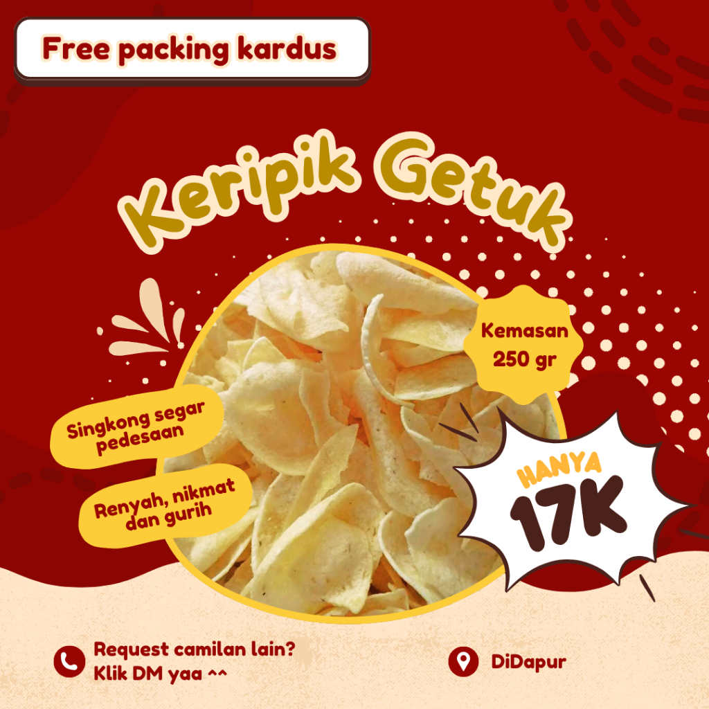 

Keripik Getuk Gurih Renyah dan Nikmat - 250gr | Camilan santai ngumpul nongkrong