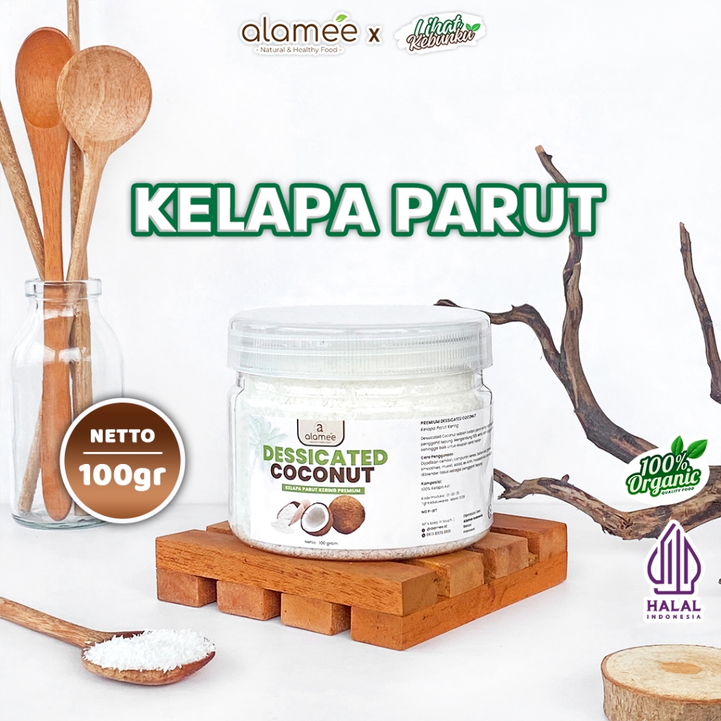 

ALAMEE Kelapa Kering Taburan Kue Dessicated Coconut Flakes Topping Desicated 100gr LIHAT KEBUNKU