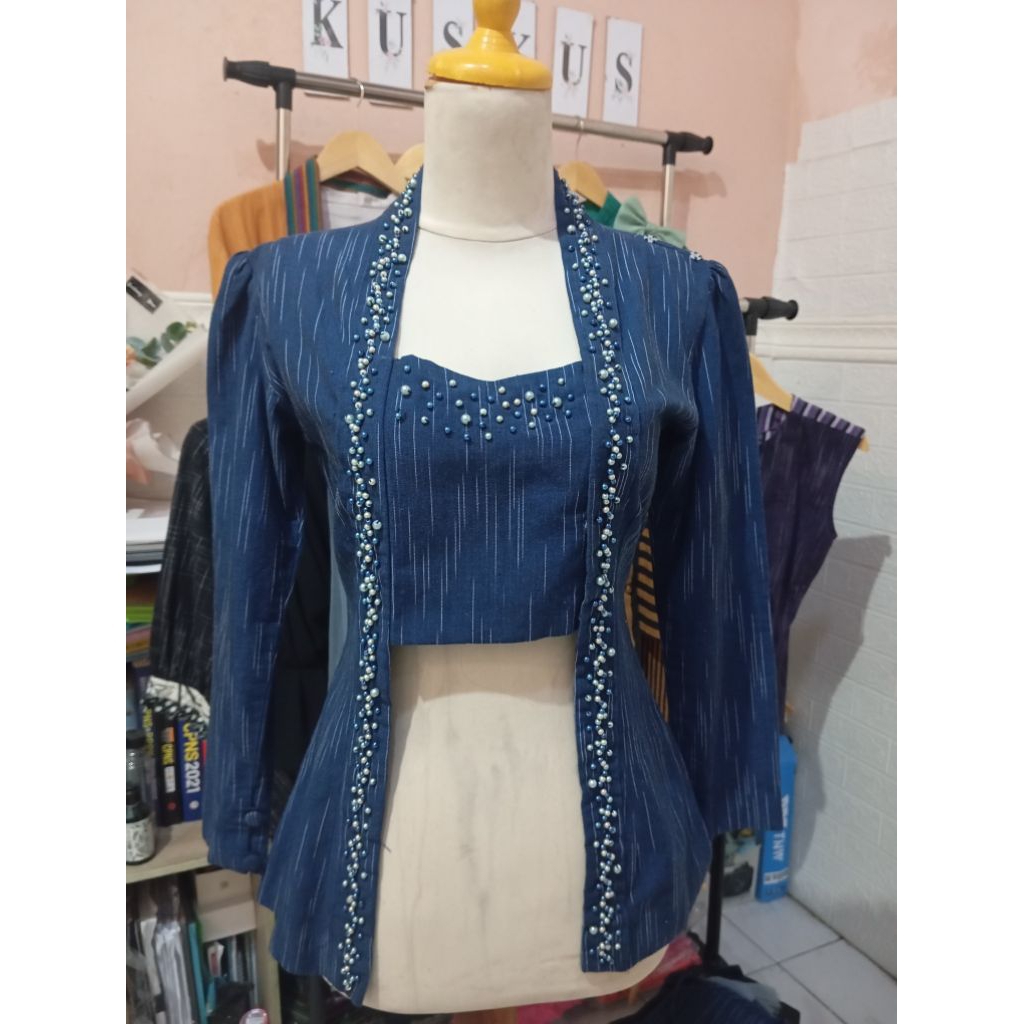 Kebaya Lurik Payet Kutubaru Modern Atasan Wanita