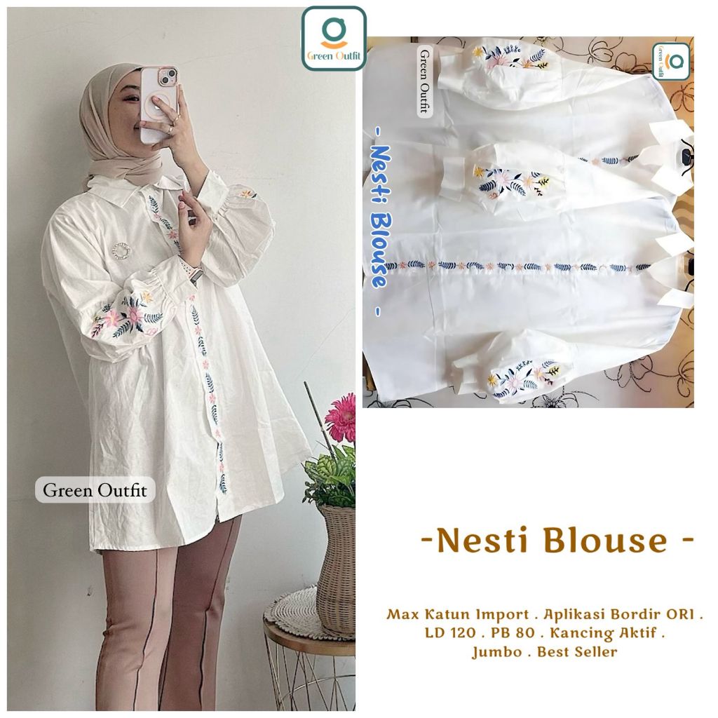 BLOUSE KATUN JUMBO LD 120 MOTIF TERBARU ATASAN WANITA LENGAN BALON