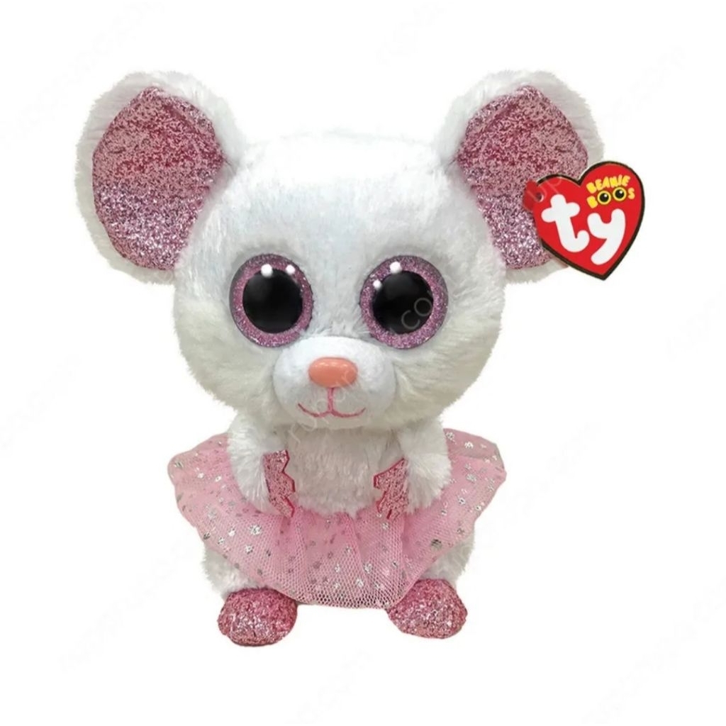 Ty Beanie Boos Boneka Hewan Nina Mouse Medium Ty95321