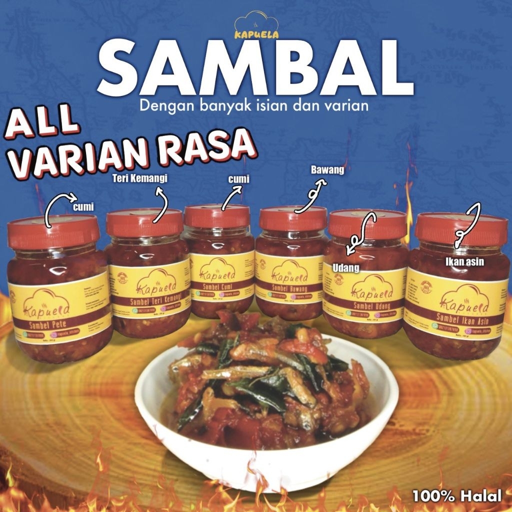 

Sambel Bawang / Udang / Cumi / Pete / Ikan Asin / Teri Kemangi Halal Non Msg dan tanpa pengawet