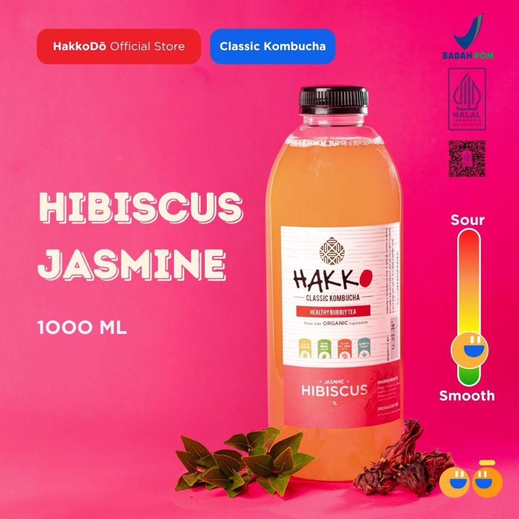

Hakko Kombucha Hibiscus Jasmine/ Rosella Melati 1L Healthy Bubbly Tea