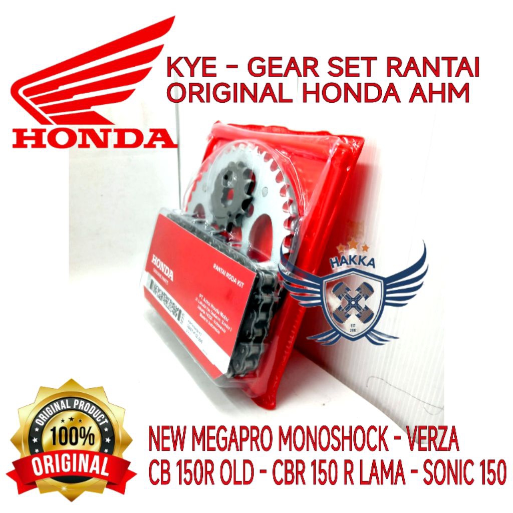 KYE ORIGINAL GEAR SET RANTAI HONDA MEGAPRO MONOSHOCK, GEAR SET RANTAI HONDA VERZA, GEAR SET RANTAI H