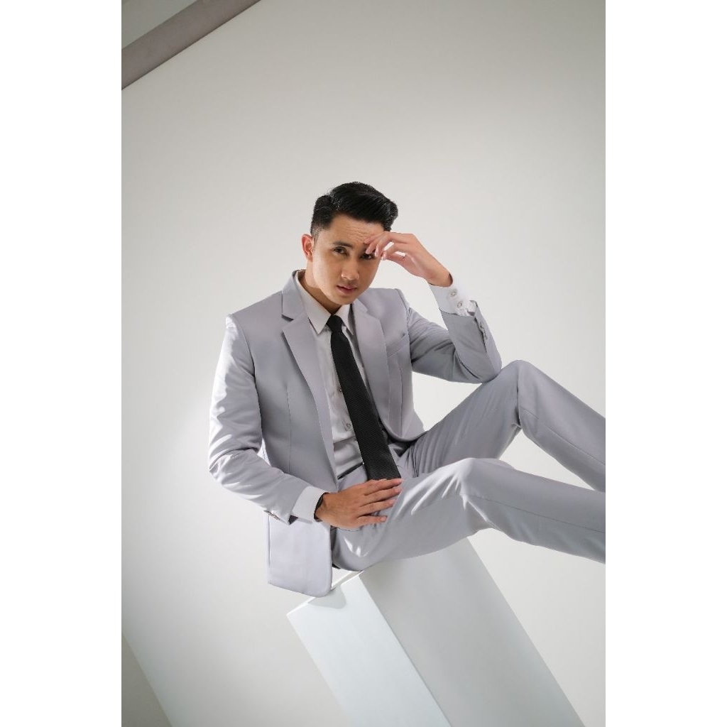 JASISCO - SETELAN JAS PRIA ABU MUDA SEMI WOOL