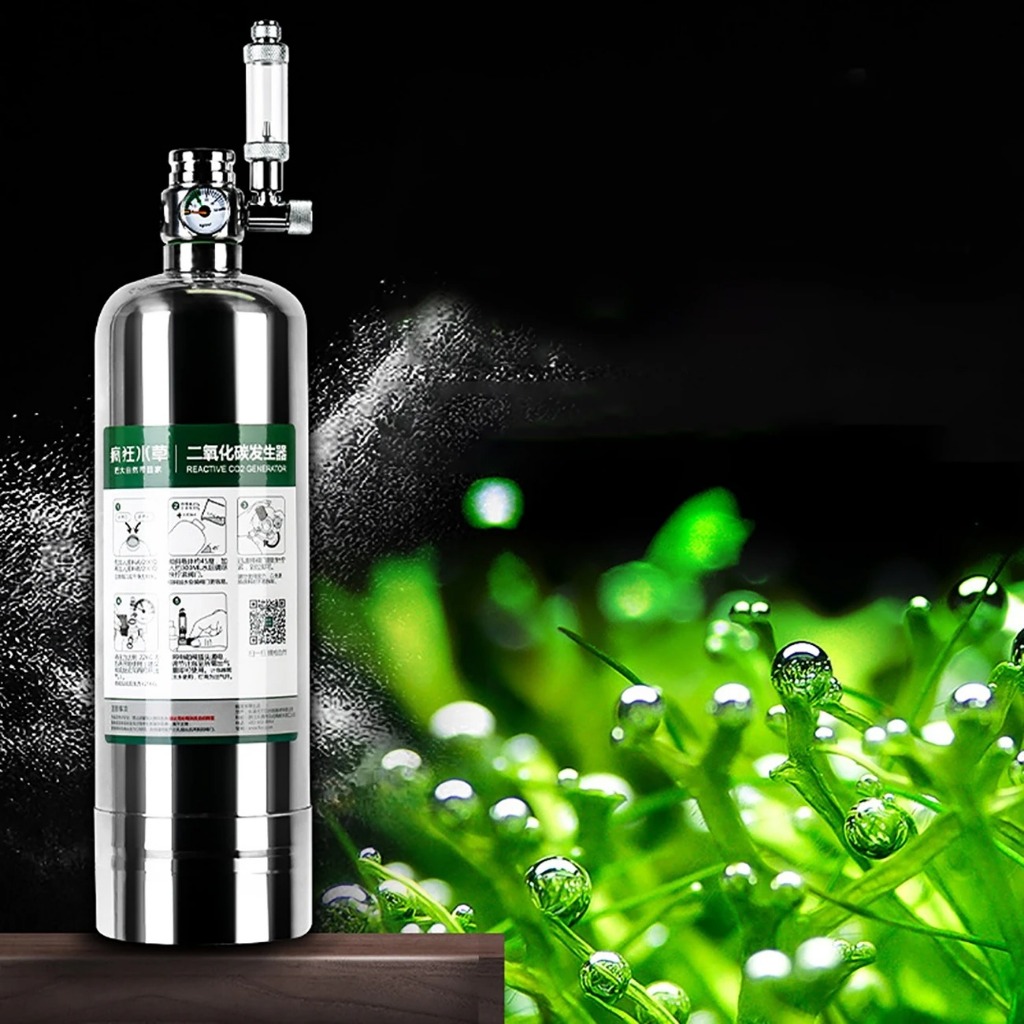 Tabung CO2 Aquascape Generator Cylinder Aluminium Valve 1L Silver DB2 Dreamburgh