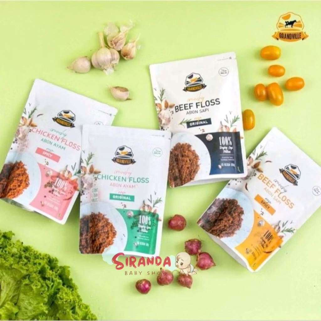 

GRANDVILLE - Crunchy Beef/Chicken/Fish Floss | Abon Sapi/Ayam/Ikan MPASI Non Pengawet Non MSG 100gr