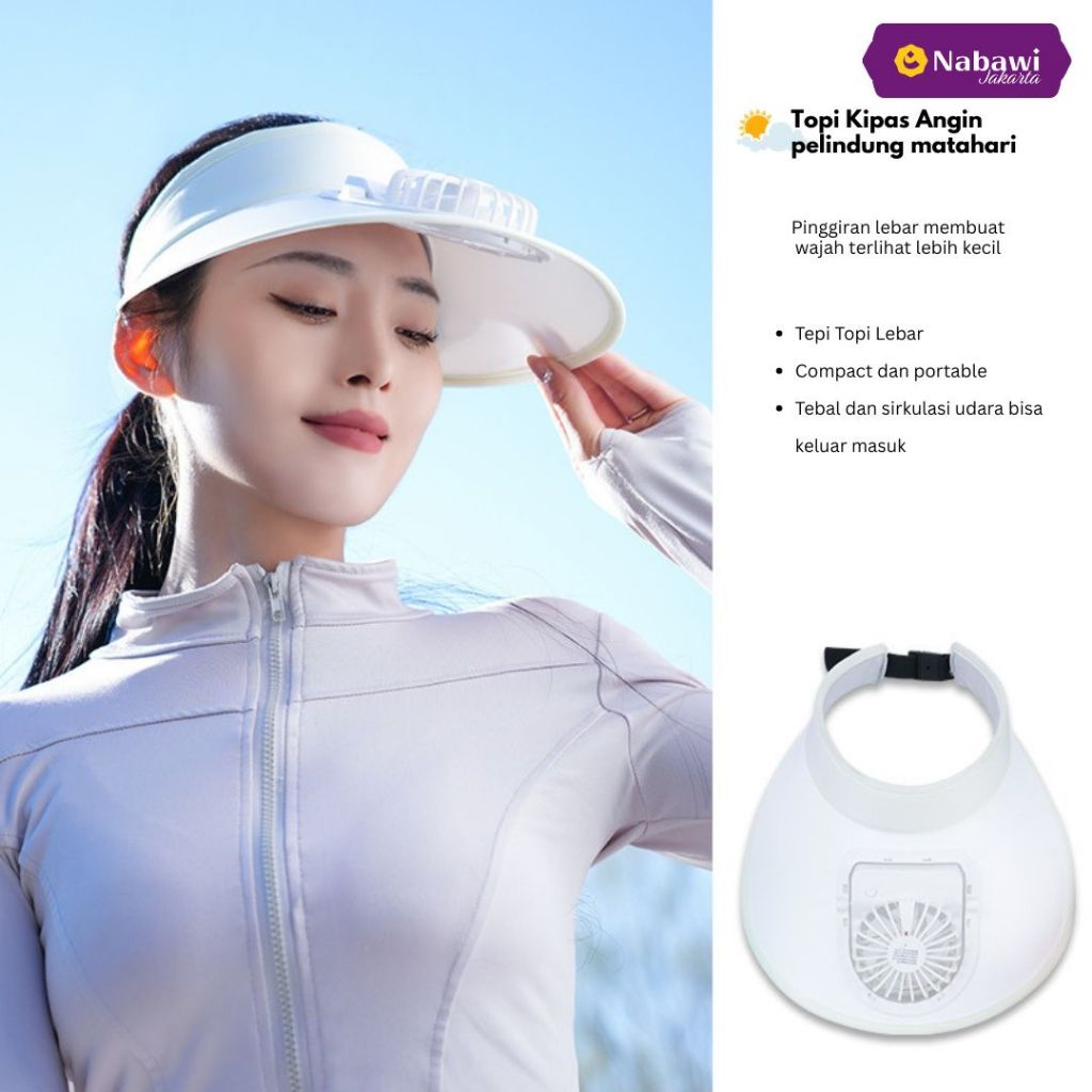 Promo Topi Kipas Angin Usb Portable Mini Fan Hat Topi Anti Panas Topi Pantai Fashion Traveling