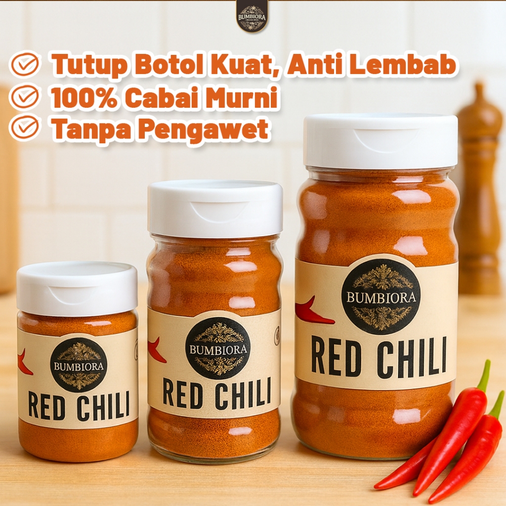 

Bumbiora - Cabai Merah Bubuk Murni | Red Chili Powder Premium - 80gr 50gr 30gr