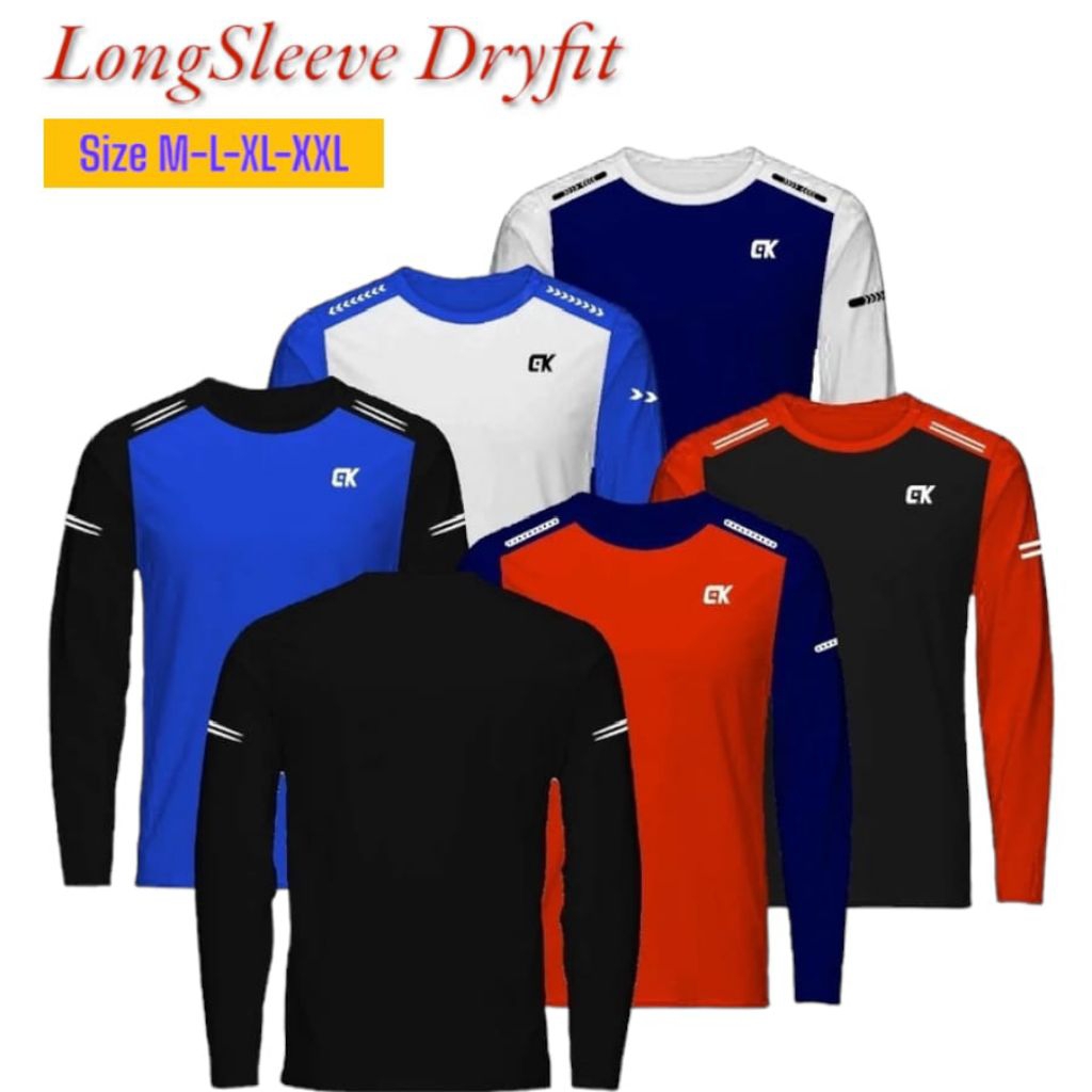 Jersey Lengan Panjang Jersey Dryfit Lengan Panjang Baju Olahraga Lengan Panjang Tshirt Senam Lengan 