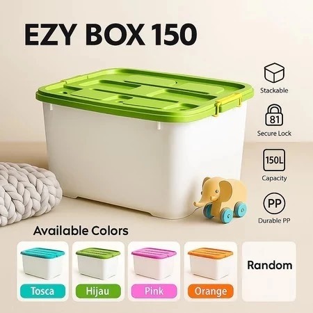 EZY Box Container Plastik Tebal 35L - 150L Anti Pecah Box Penyimpanan Serbaguna Kontainer Jumbo - RD