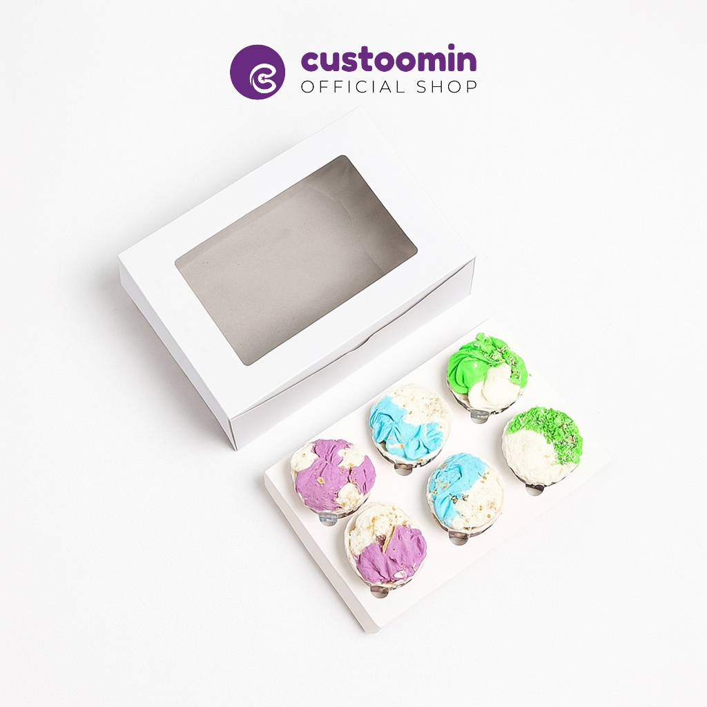 

2517DP Kardus Cupcake Putih isi 6 25x17x9 cm - Box Cupcakes 6 Putih - Box Cupcake Putih