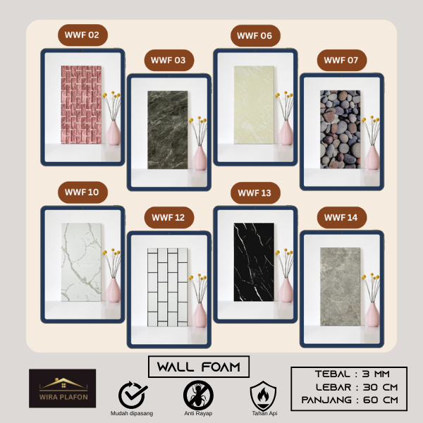 Wira Plafon PVC - Stiker Dinding / Wallpaper Vinyl 30x60 cm - Marble Granit Lemari Cabinet