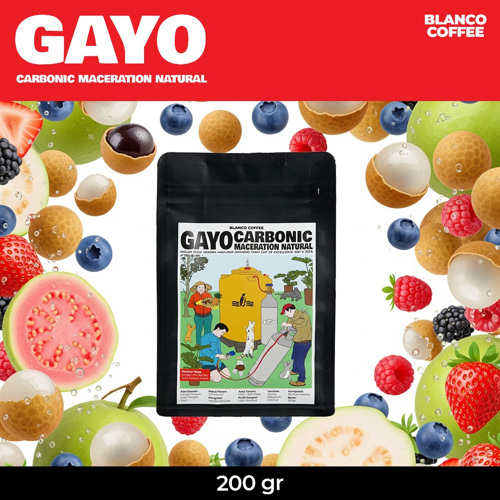 

Kopi Single Origin Gayo Pantan Musara Carbonic Maceration Natural 200GR - Filter Roast