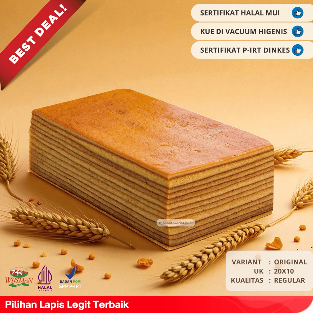 

(KUALITAS REGULAR) KUE LAPIS LEGIT 20x10 ORIGINAL WISMAN 100% HALAL FOOD