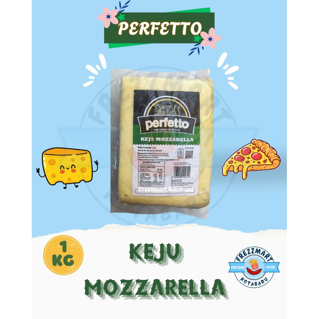 

Keju Mozarella Perfetto 1 KG Moza Cheese Frezzmart Kotabaru