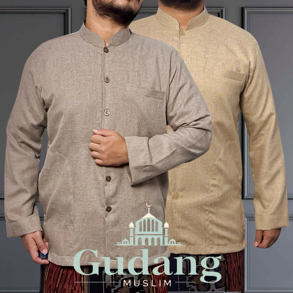 Gudang Muslim - [BISA COD] Koko Haibah Kerah Shanghai Bahan Katun Toyobo Terbaru | Baju Koko Semi Ja