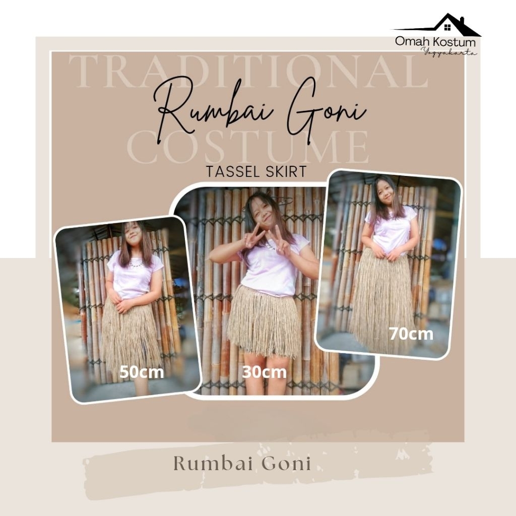 Pakaian Adat Rumbai Goni ala Papua Kostum Adat Papua Pria/Wanita Anak-Dewasa Rumbai Goni Natural Ala