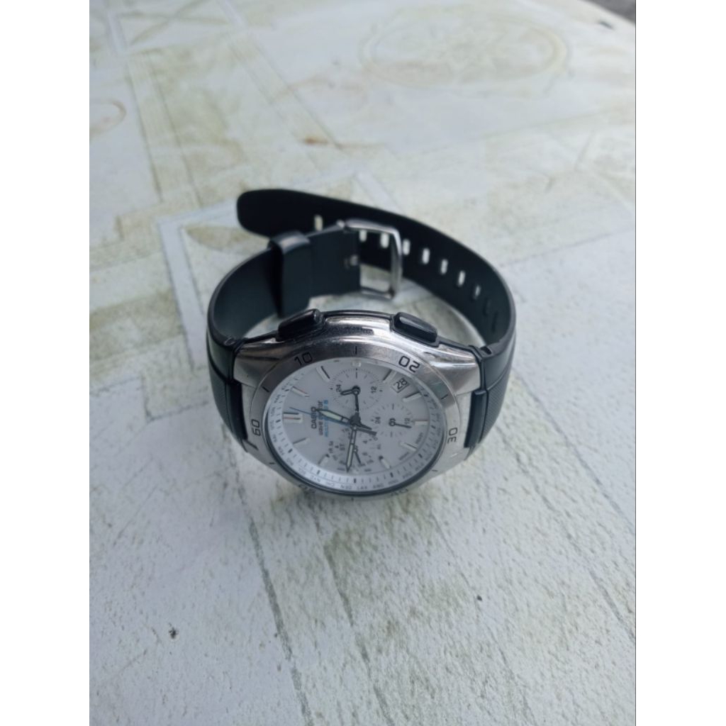 Jam Tangan Vintage Casio Wave Ceptor WVQ-M410 White Dial Solar Porewed