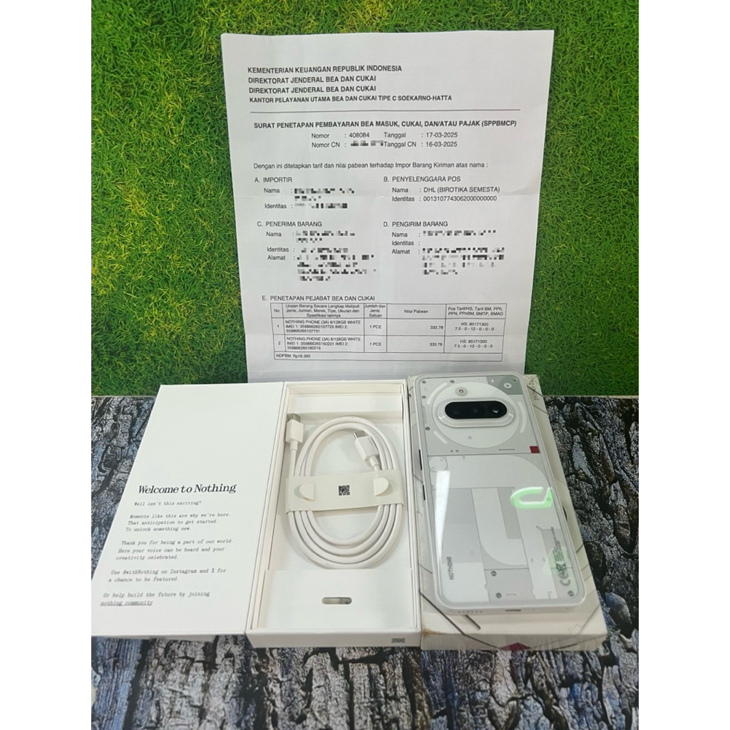 Nothing Phone 3a white 8/128gb teregister beacukai