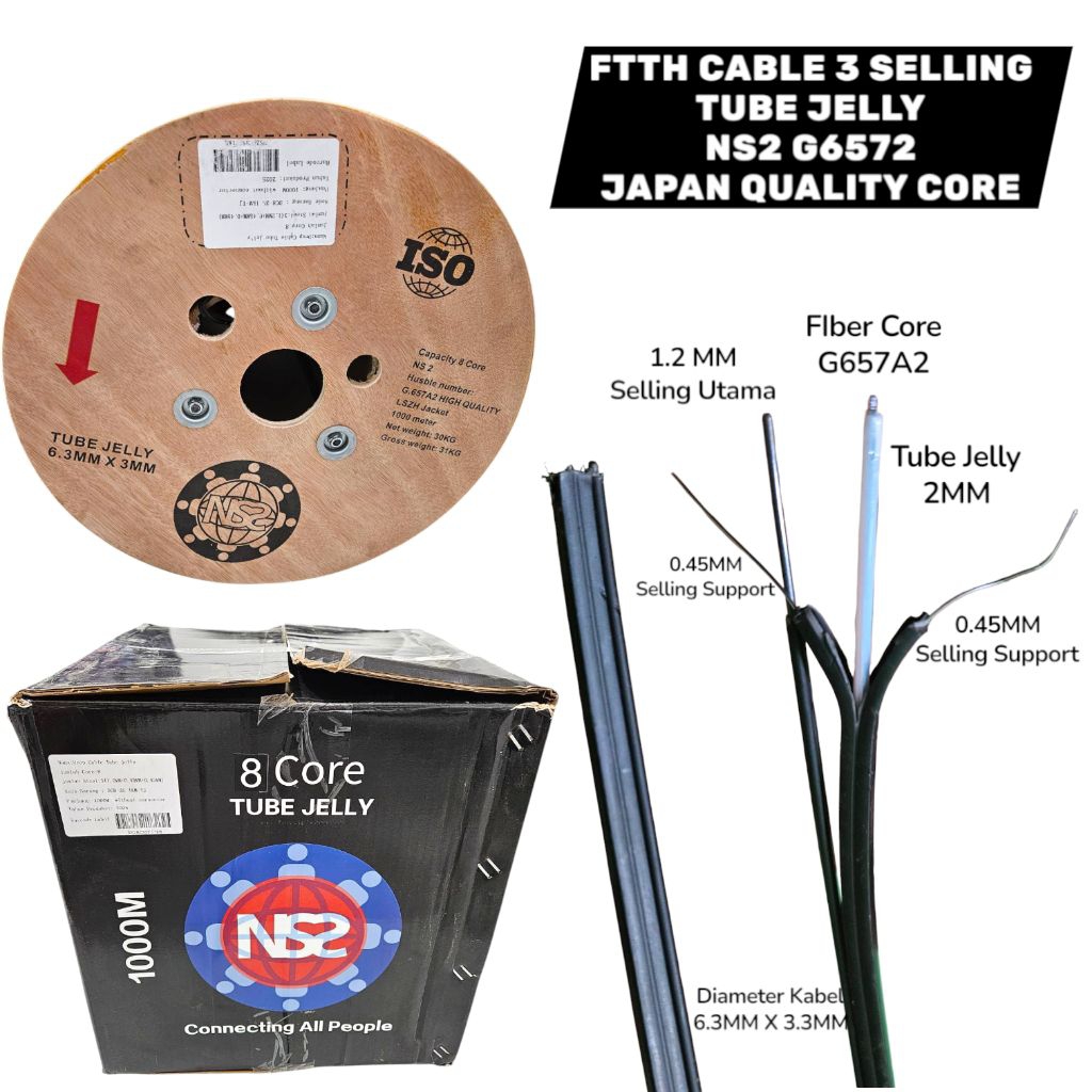 kabel drop core 8 core  3 selling jelly tube NS2 G657A2 high quality / kabel fo 8 core jelly tube