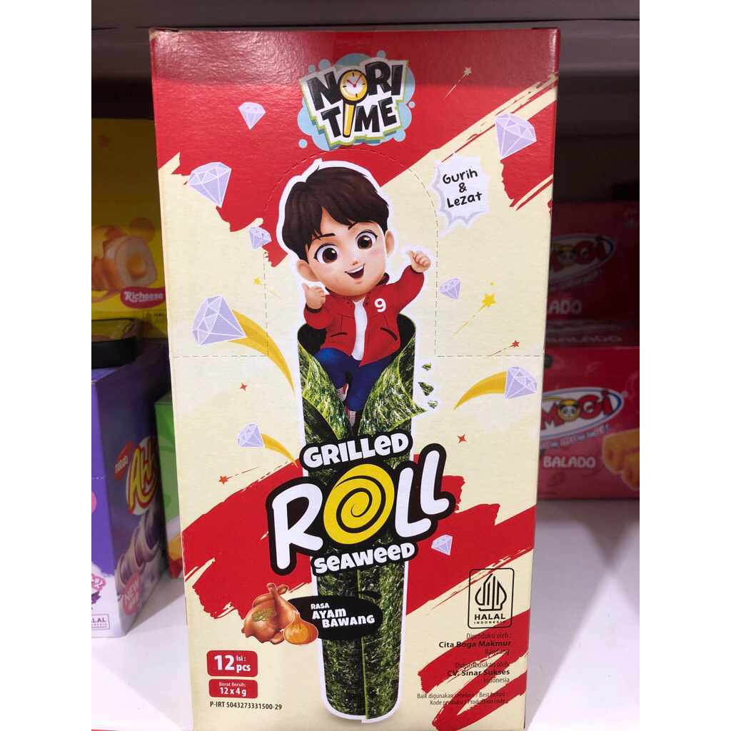 

Nori Time Roll Grilled Seaweed Rasa Ayam Bawang 12 x 4g isi 12pcs