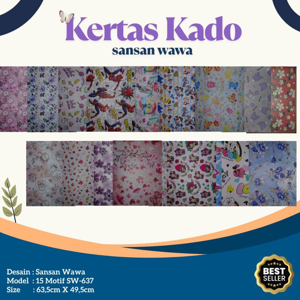 

KERTAS KADO SANSAN WAWA 63,5 CM X 49,5 CM